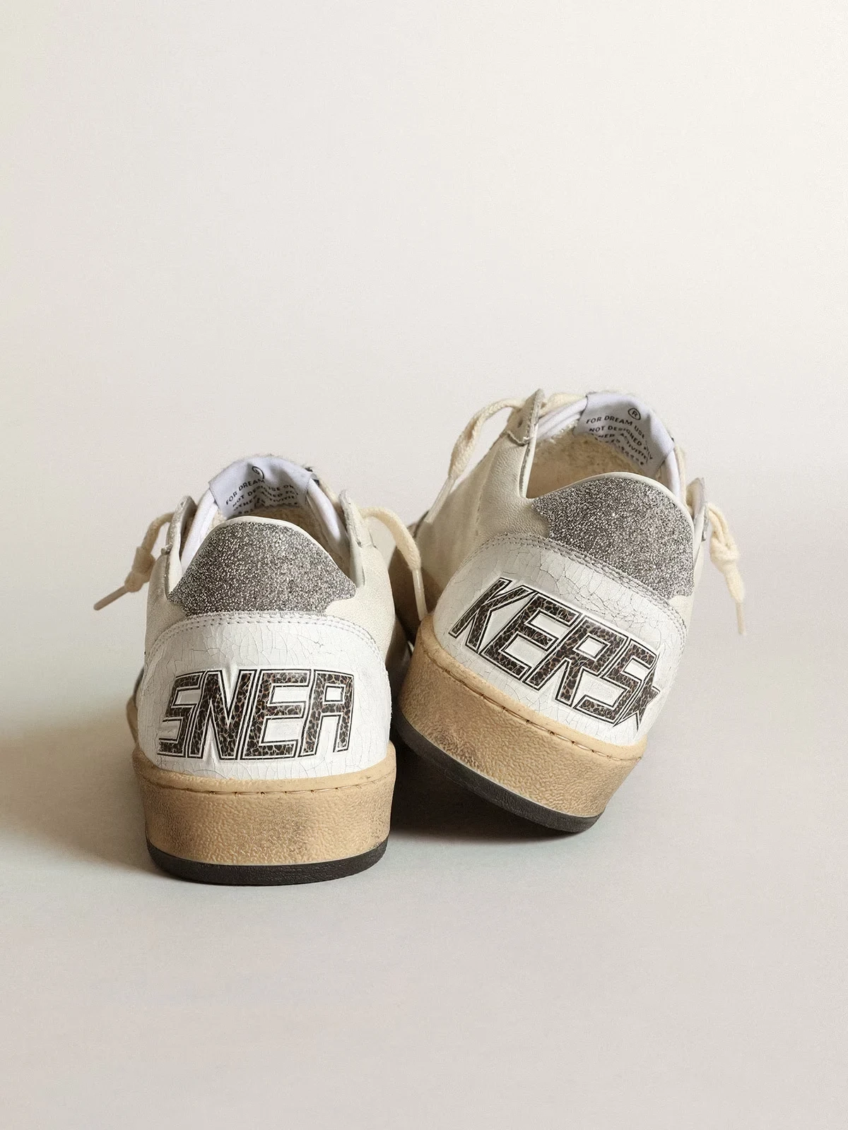 White Ball Star with a Swarovski crystal star and heel tab
