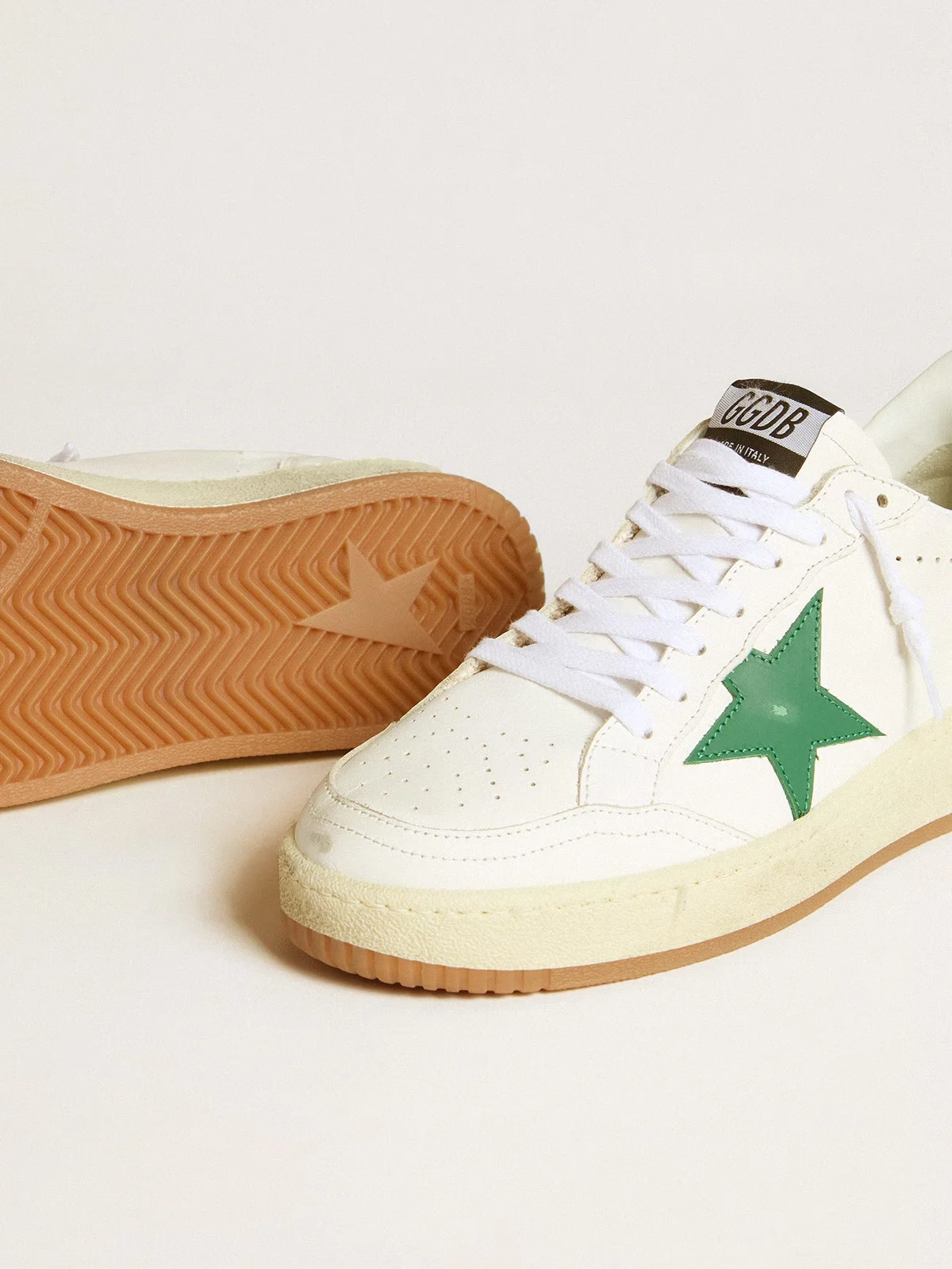 Womens Ball Star 2 with green leather star and metallic leather heel tab