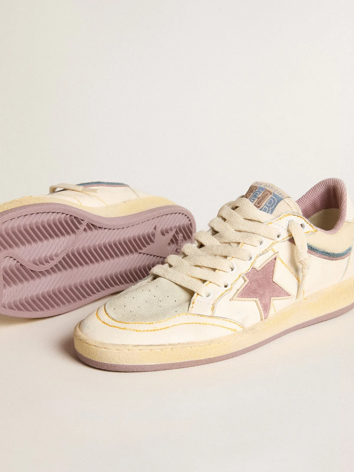 Womens Ball Star in nappa leather with mauve TPU star and leather heel tab