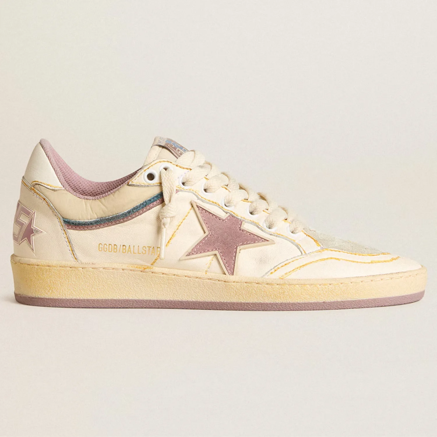 Womens Ball Star in nappa leather with mauve TPU star and leather heel tab